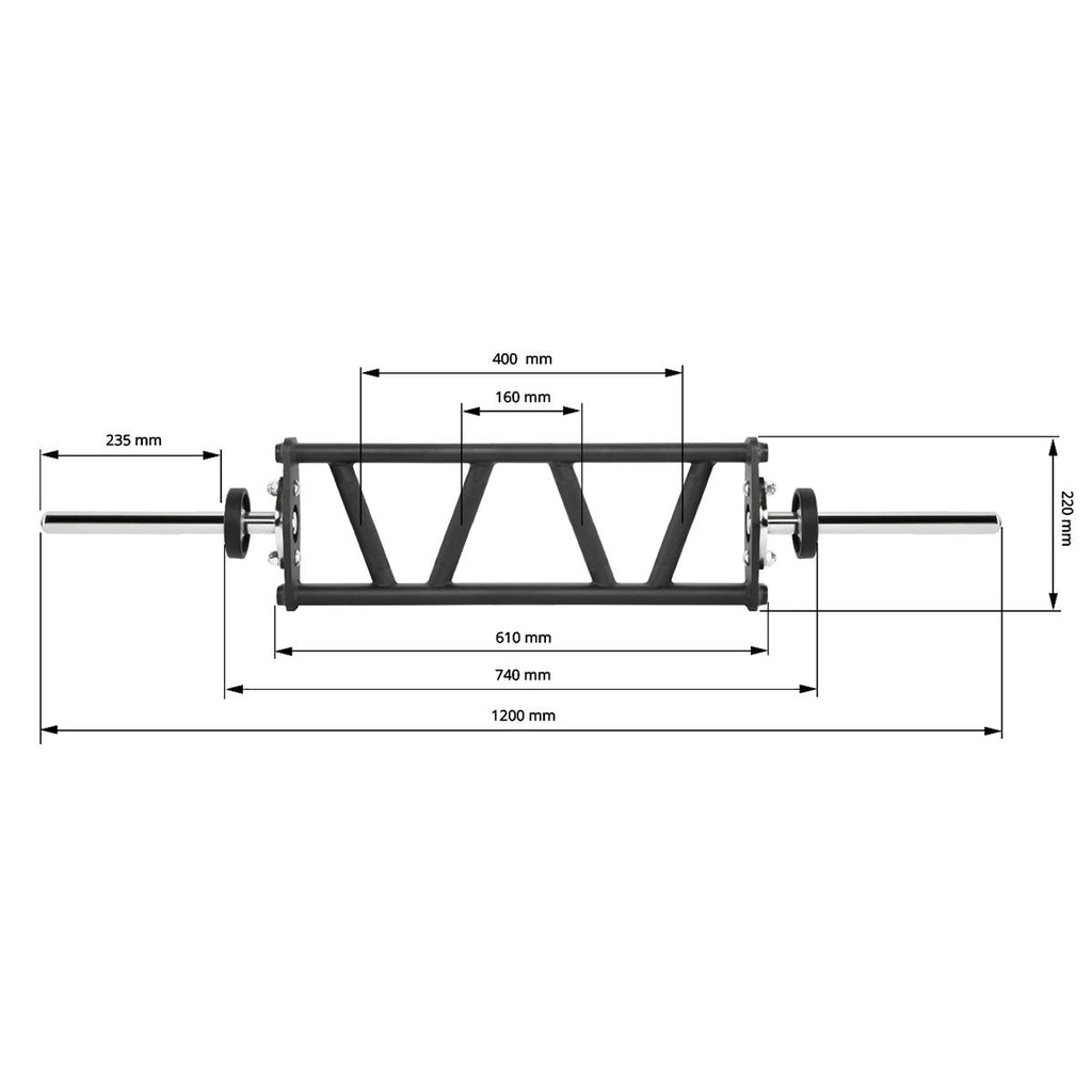 Short Multi Grip Bar 30 mm 1200 mm 12 kg maks 250 kg visning av skiveplass