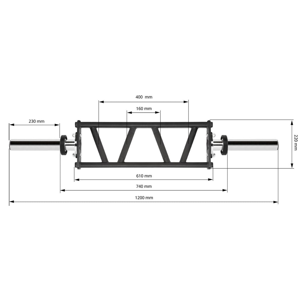Short Multi Grip Bar 50 mm Olympic 10 kg maks 250 kg i bruk