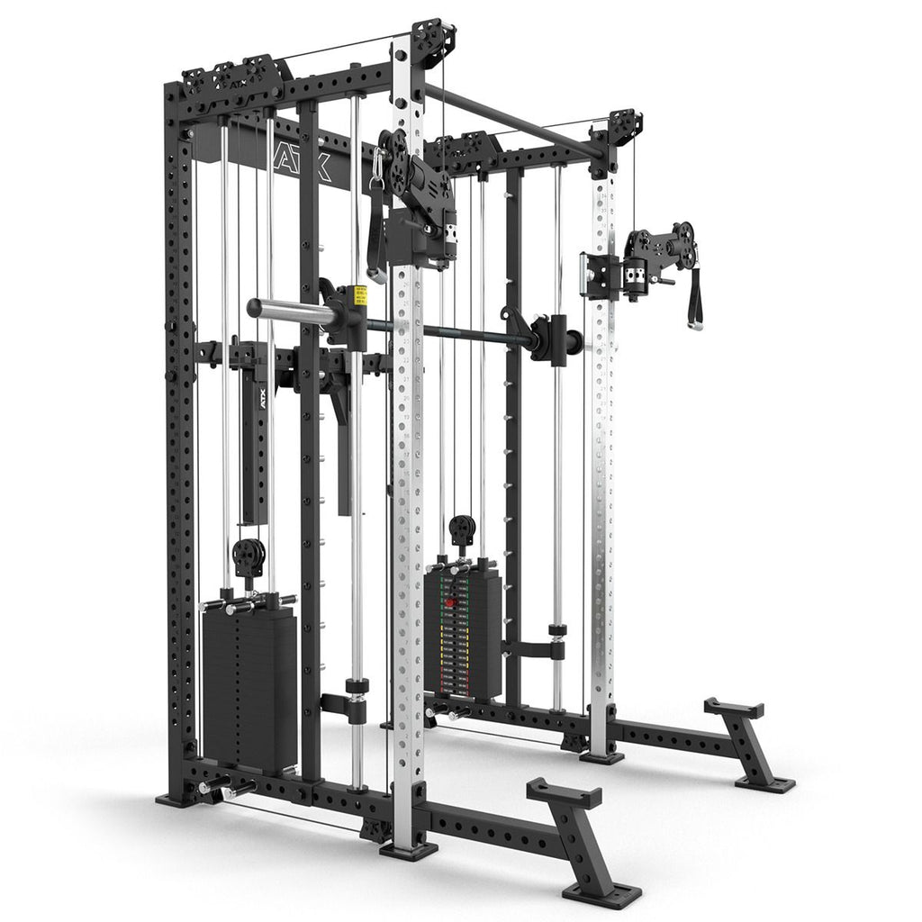 Sideprofil av Rack med kabelstasjon og Smith Machine