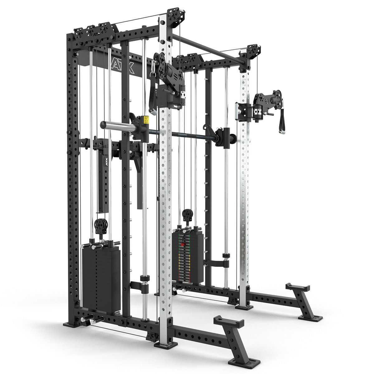 Sideprofil av Rack med kabelstasjon og Smith Machine
