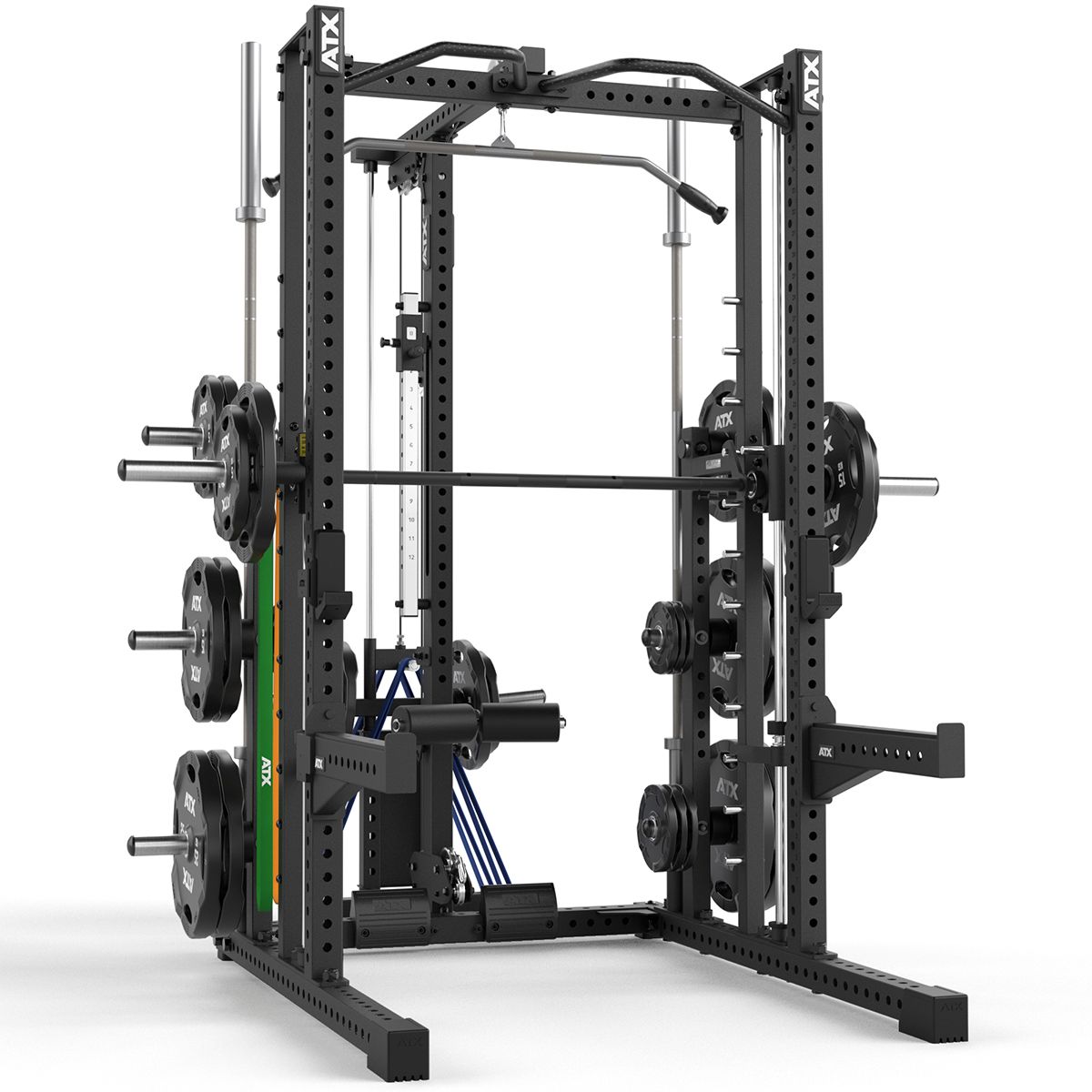 Smith machine komplettstasjon med lat pulldown Plate Load Ø 50 mm bakside