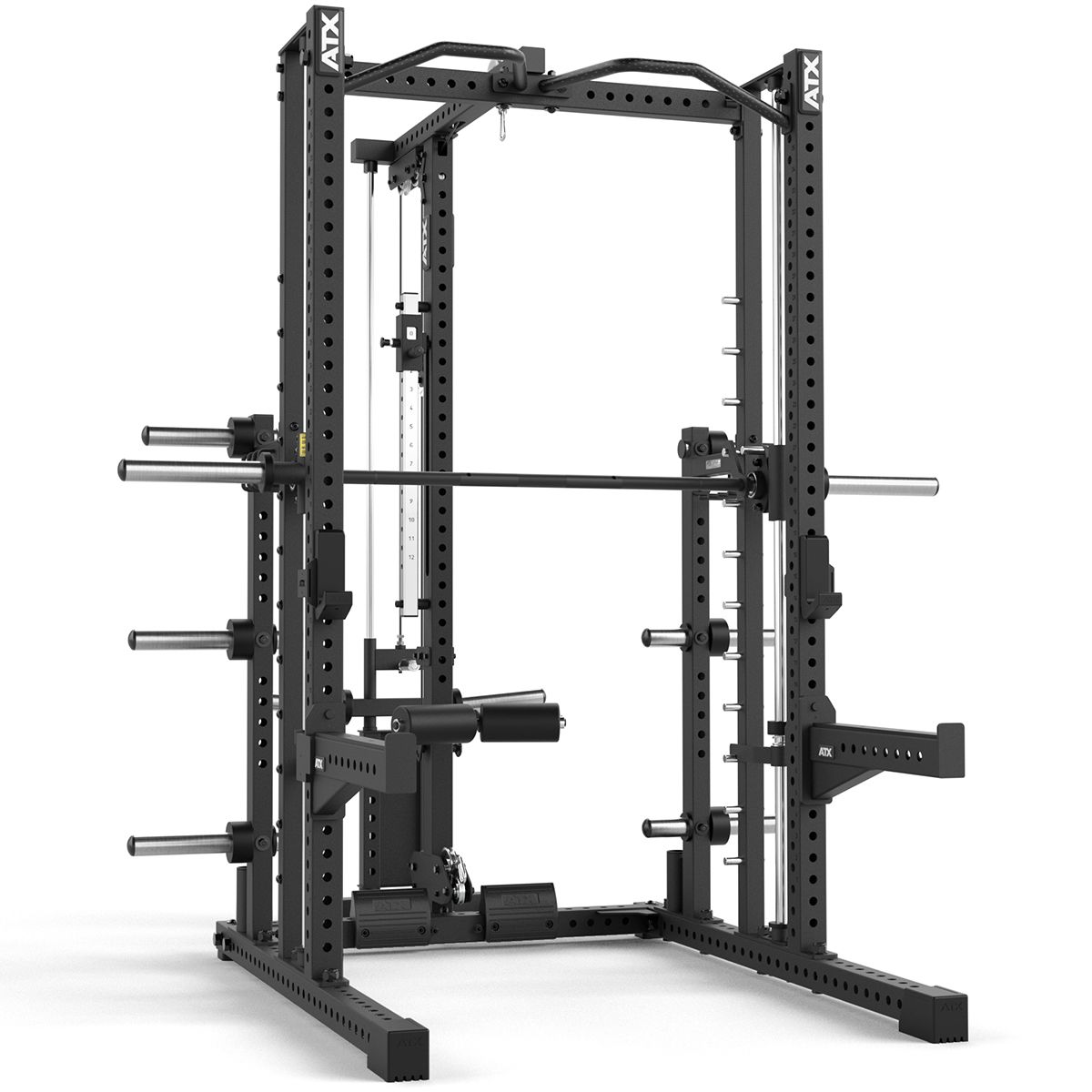 Smith machine komplettstasjon med lat pulldown Plate Load Ø 50 mm forfra