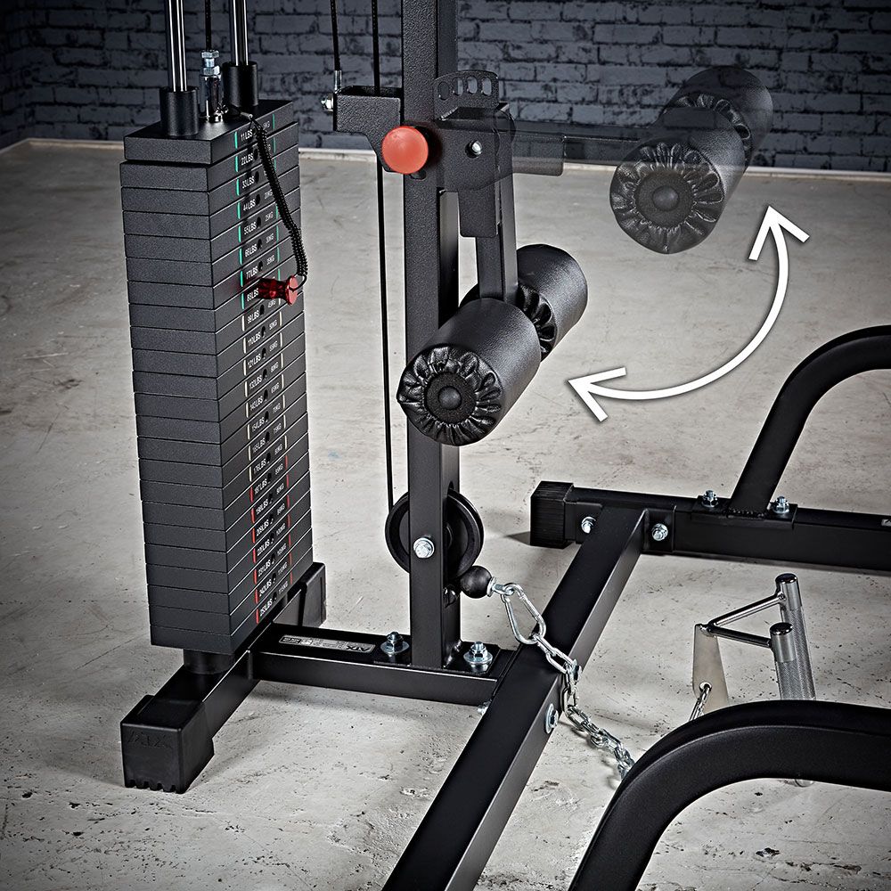 Smith Machine med lat pulldown 115 kg vektstabel detalj av pulverlakkert overflate