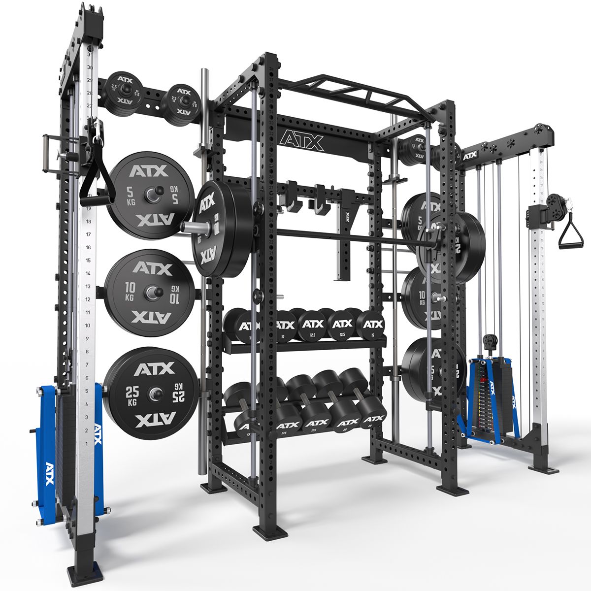 Smith Machine-tillegg montert på Cable Cross Rack