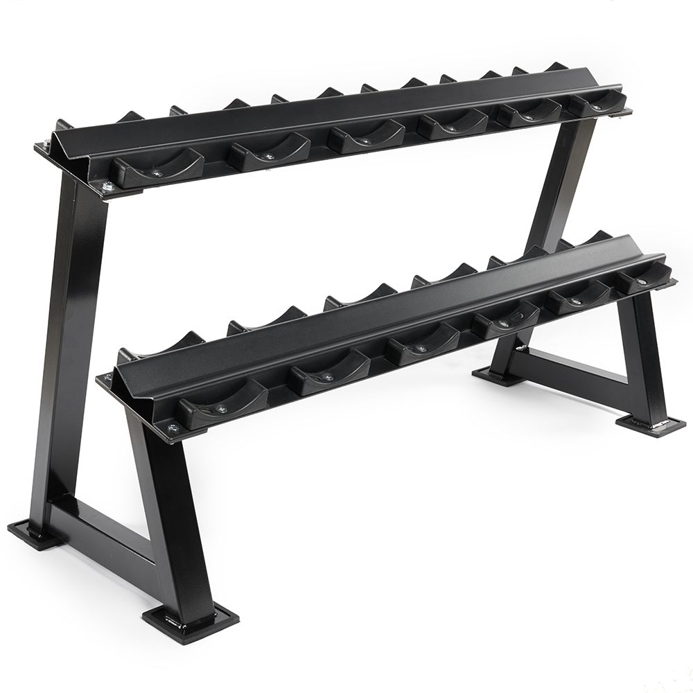 Stativ for håndvekter 144 cm svart med halvskåler forfra