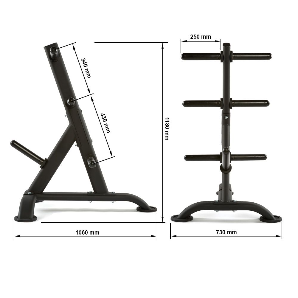 Nærbilde av Stativ for vektskiver 50 mm ovalt design svart 40 kg