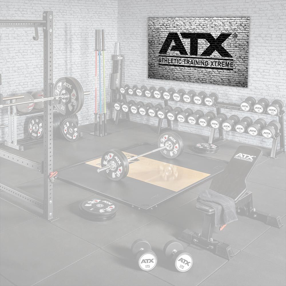 Stoffbanner med ATX-logo 200 x 125 cm Dekotex bakside