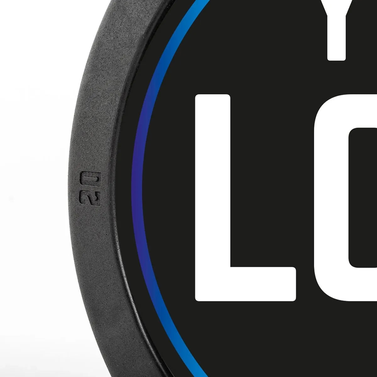 Sideprofil av Straight bar gummi med kundelogo 22,5 kg 32 mm grep