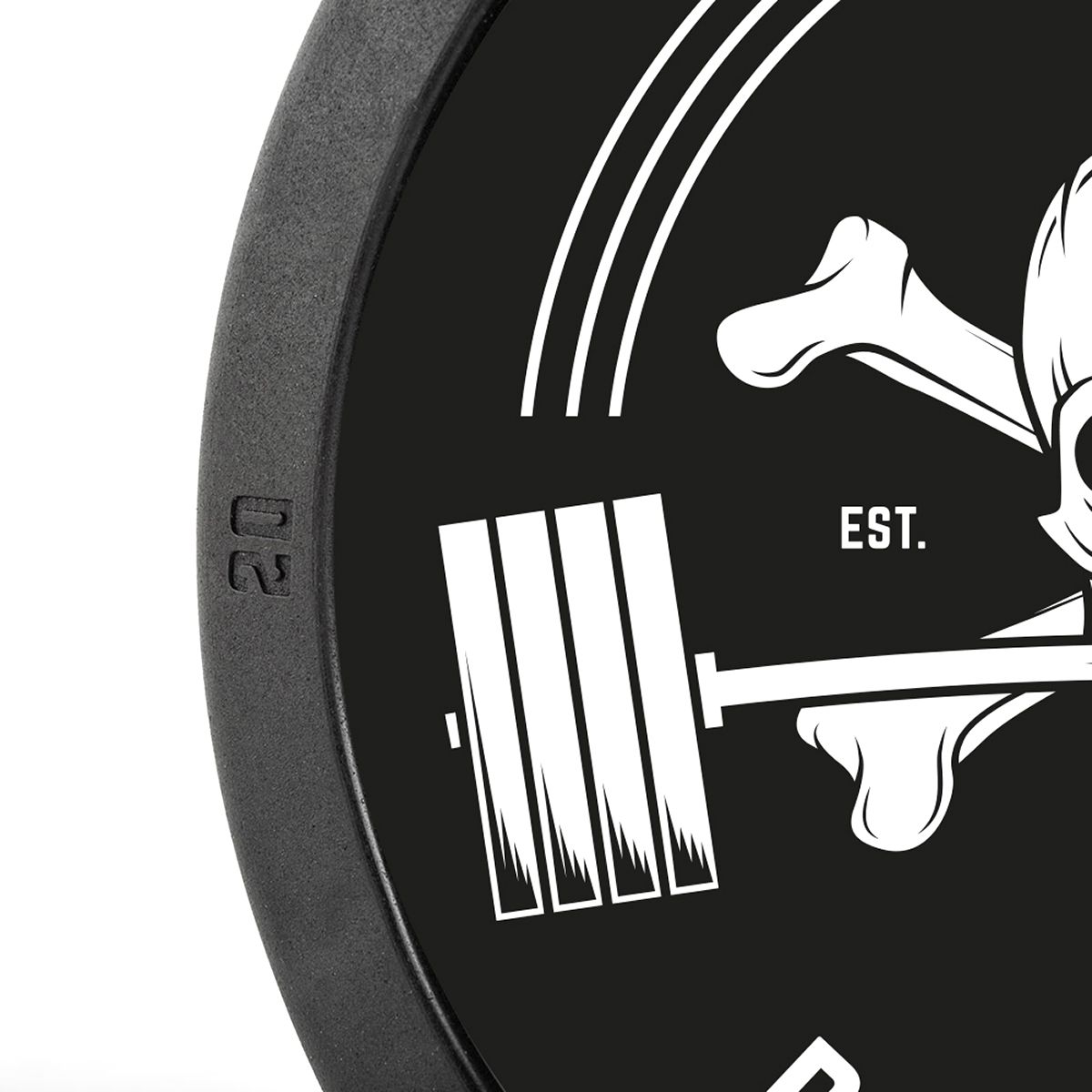 Logo på Straight bar rubber Barbell Club Logo 50 kg gummiert stål