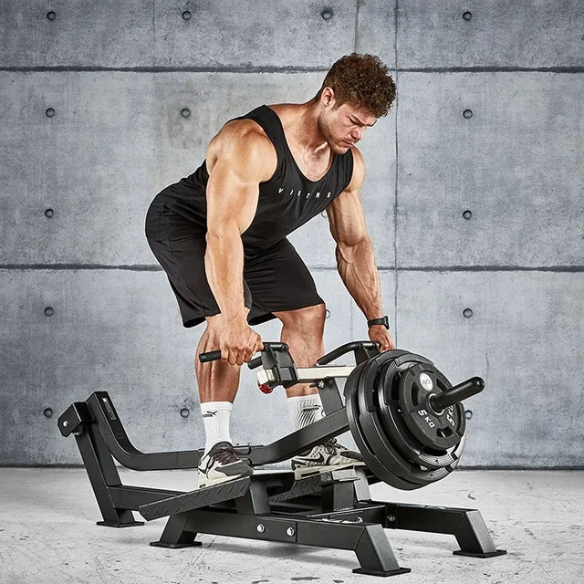 T-Bar Row romaskin 300 kg kapasitet 181 cm nærbilde av pulverlakkert overflate