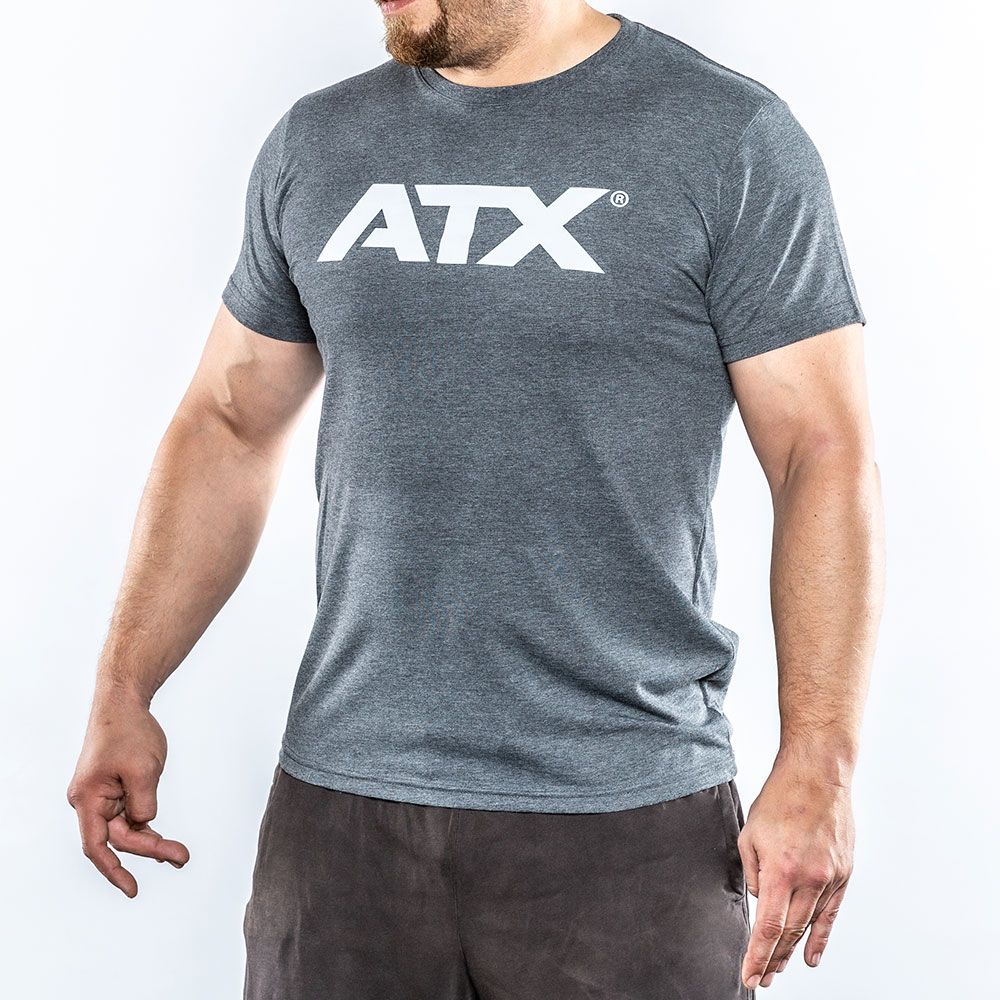 T-skjorte grå størrelse M 65 % polyester 35 % bomull forfra