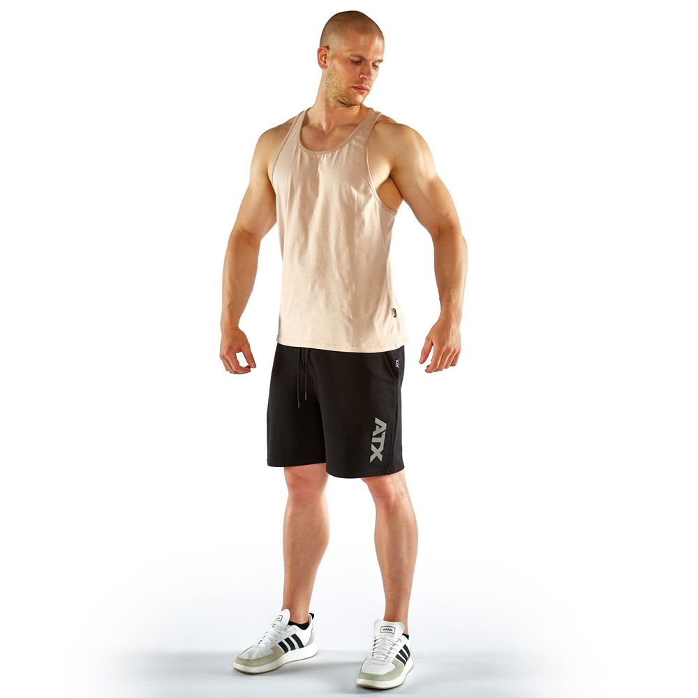 Montert Tank top 100 % bomull Light Taupe størrelse S-XL på modell