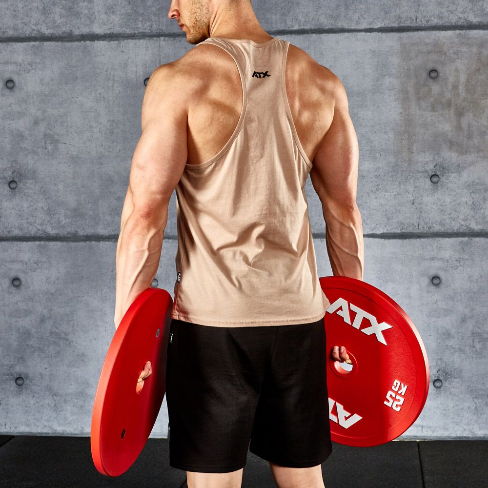 Tank top 100 % bomull Light Taupe størrelse S-XL logo detalj