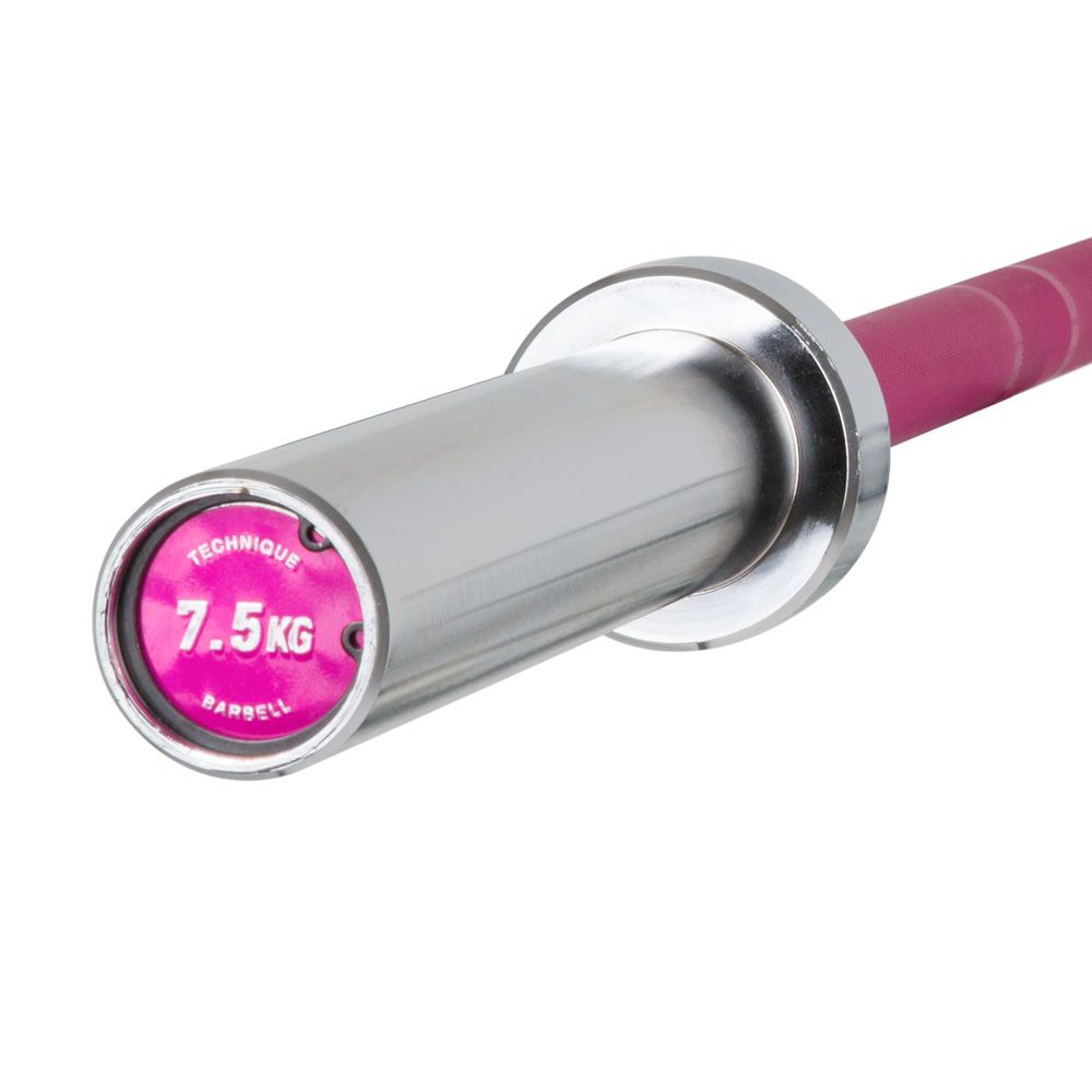 Grepdiameter på 28 mm på Teknikk barbell aluminium 7,5 kg rosa 1830 mm 28 mm grep