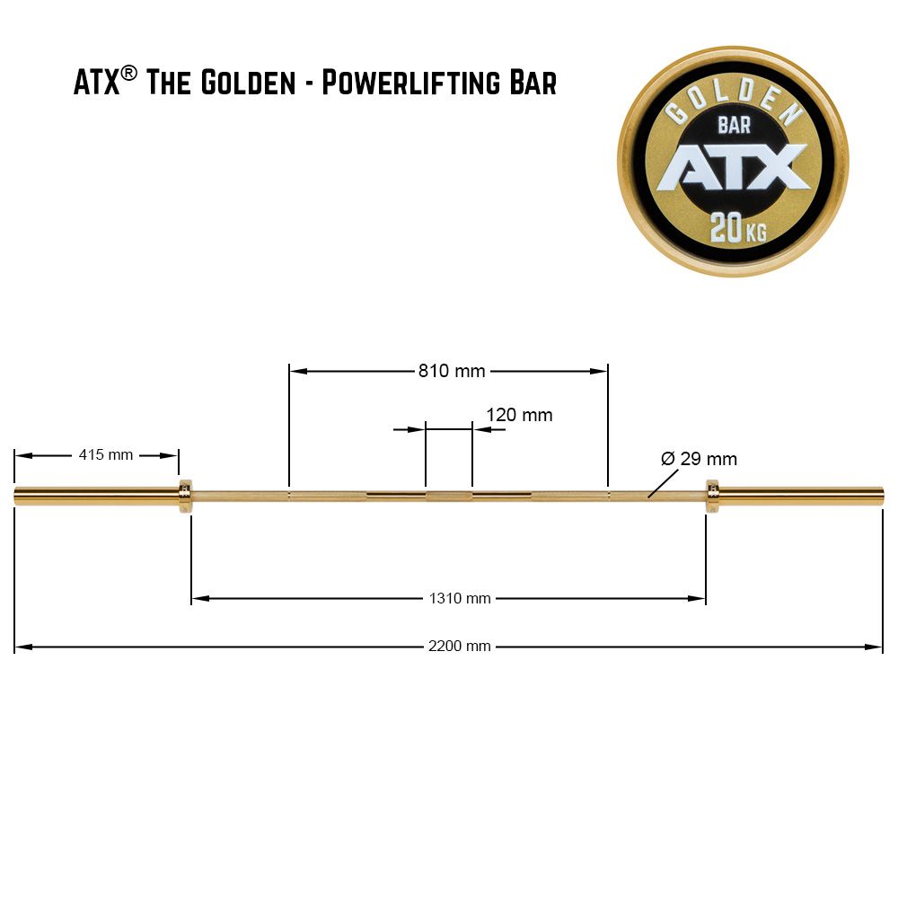 The Golden Powerlifting Bar titanium-belegg 700 kg+ - ATX