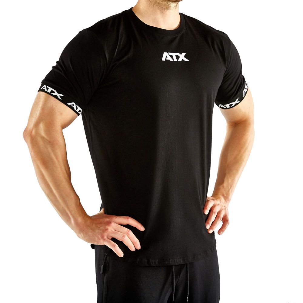 Trenings-t-skjorte 100 % bomull svart S–XL forfra
