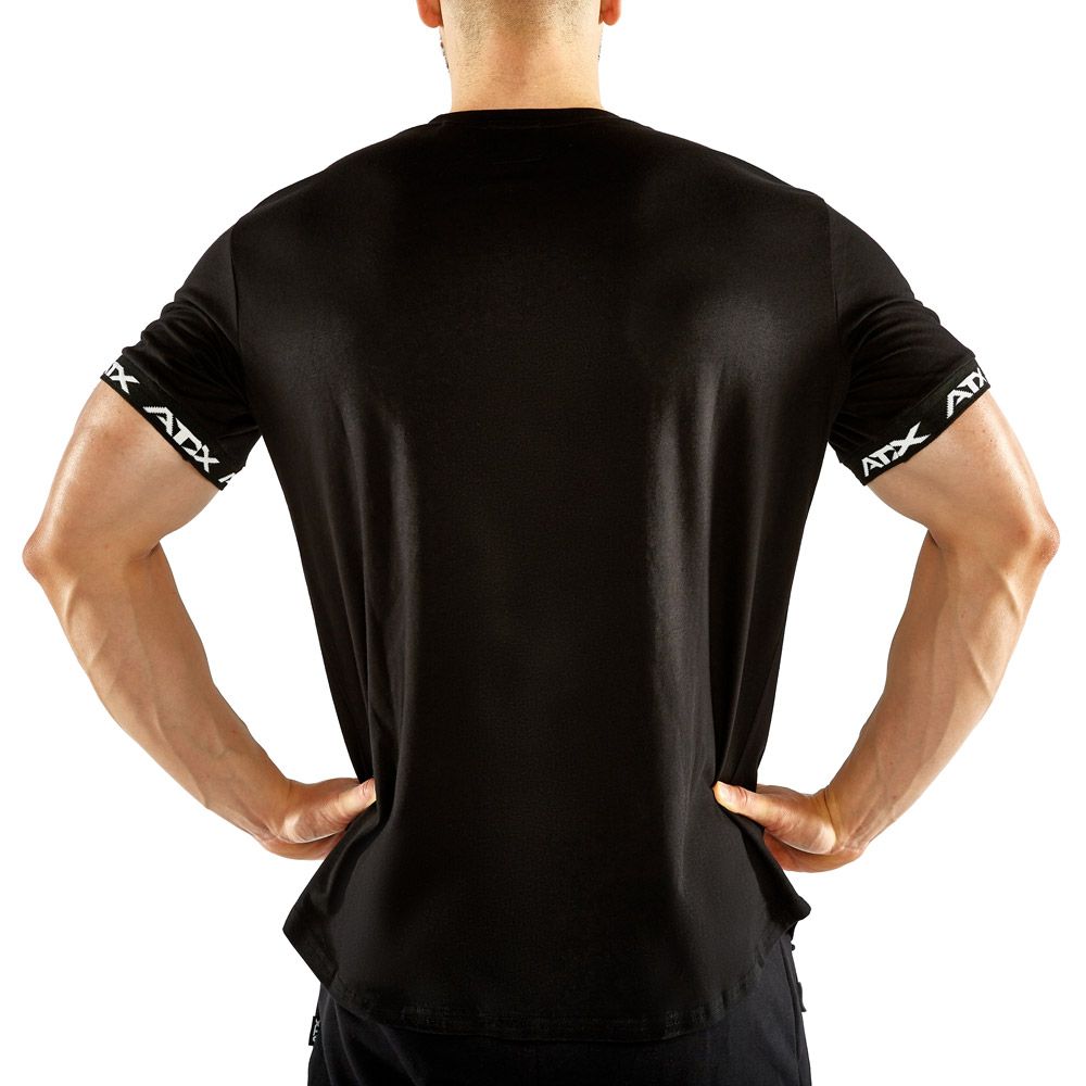 Detalj av ATX logo på trenings-t-skjorte 100 % bomull svart S–XL