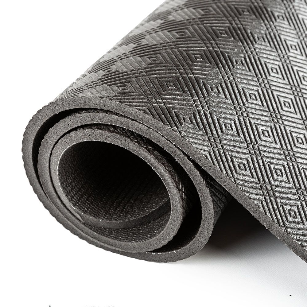 Treningsmatte svart 180 x 65 x 0,8 cm sklisikker overflate bakside