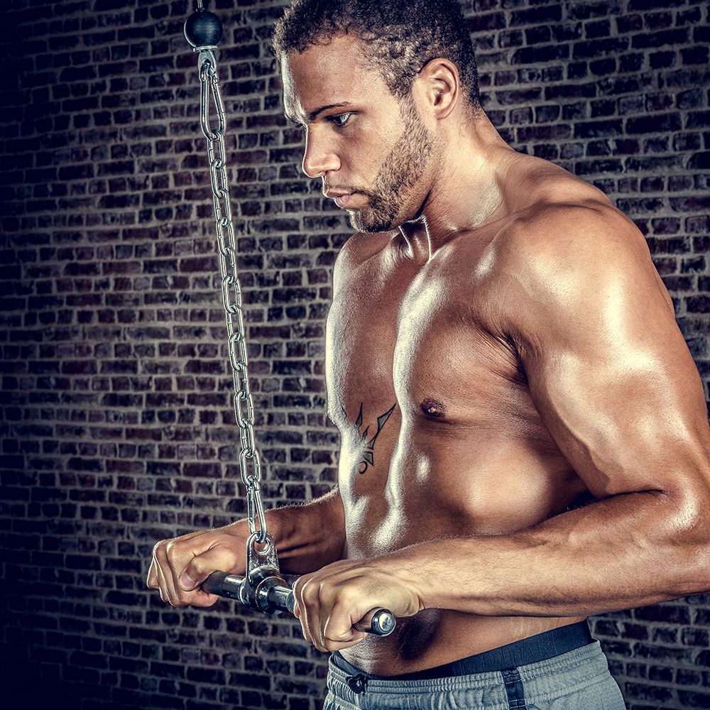Detalj av triceps-/bicepsstang rett 50 cm forkrommet helstål
