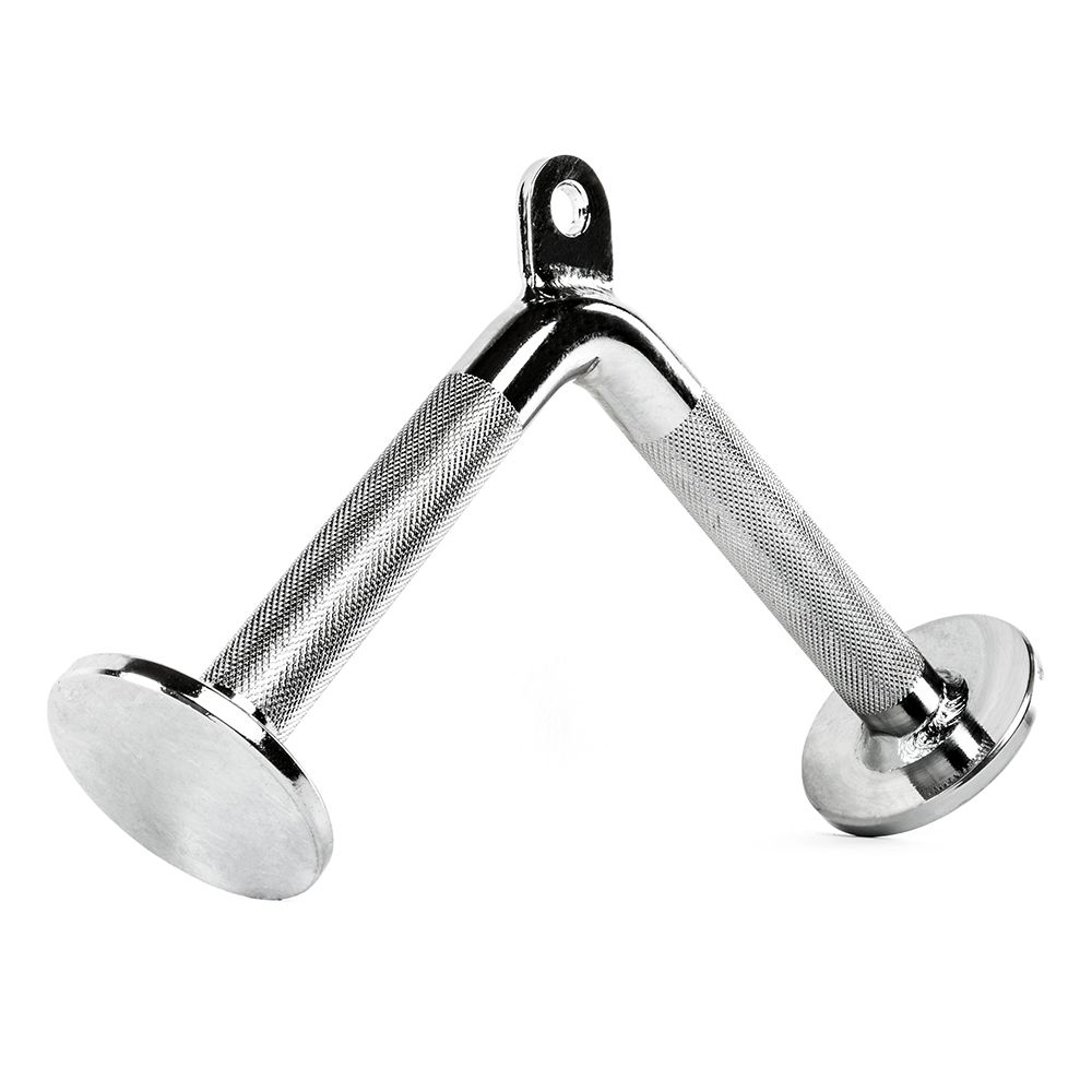 Tricepshåndtak V-form massivt stål 28 cm forkrommet montert