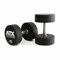 Uretan dumbbell 25 kg helstål med kromgrep 32 mm forfra