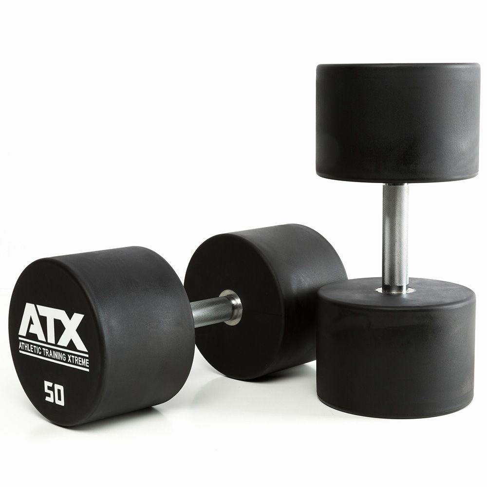 Uretan dumbbell 50 kg helstål med 32 mm grep forfra