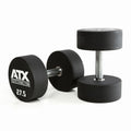 Uretan dumbbell 27,5 kg helstål med kromgrep 32 mm forfra