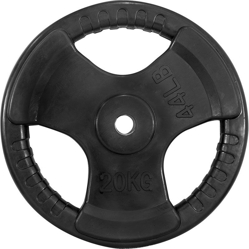 Vektskive med grep gummi 30 mm svart 20,0 kg forfra