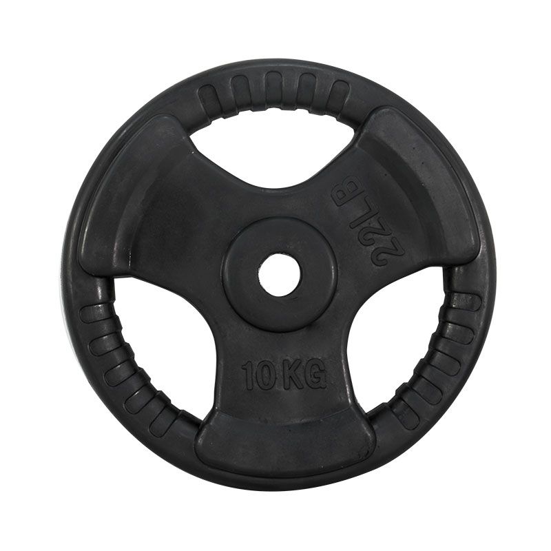 Vektskive med grep gummi 30 mm svart 10,0 kg for treningsutstyr