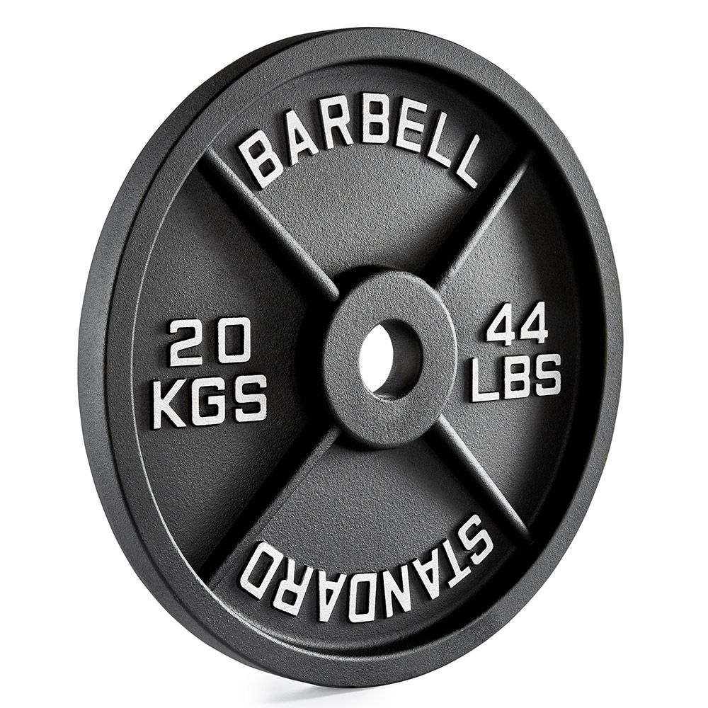 Vektskive i støpejern 50 mm 20 kg forfra
