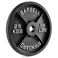 Vektskive i støpejern 50 mm 25 kg forfra