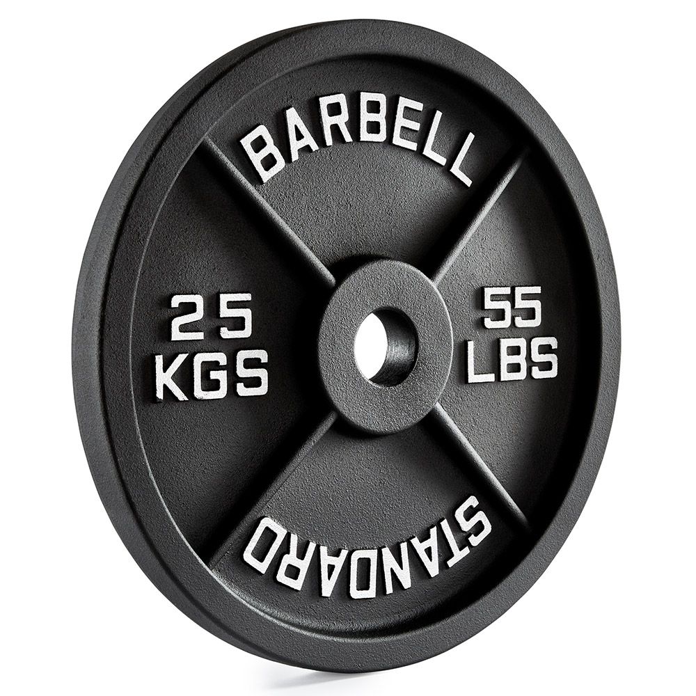 Vektskive i støpejern 50 mm 25 kg forfra