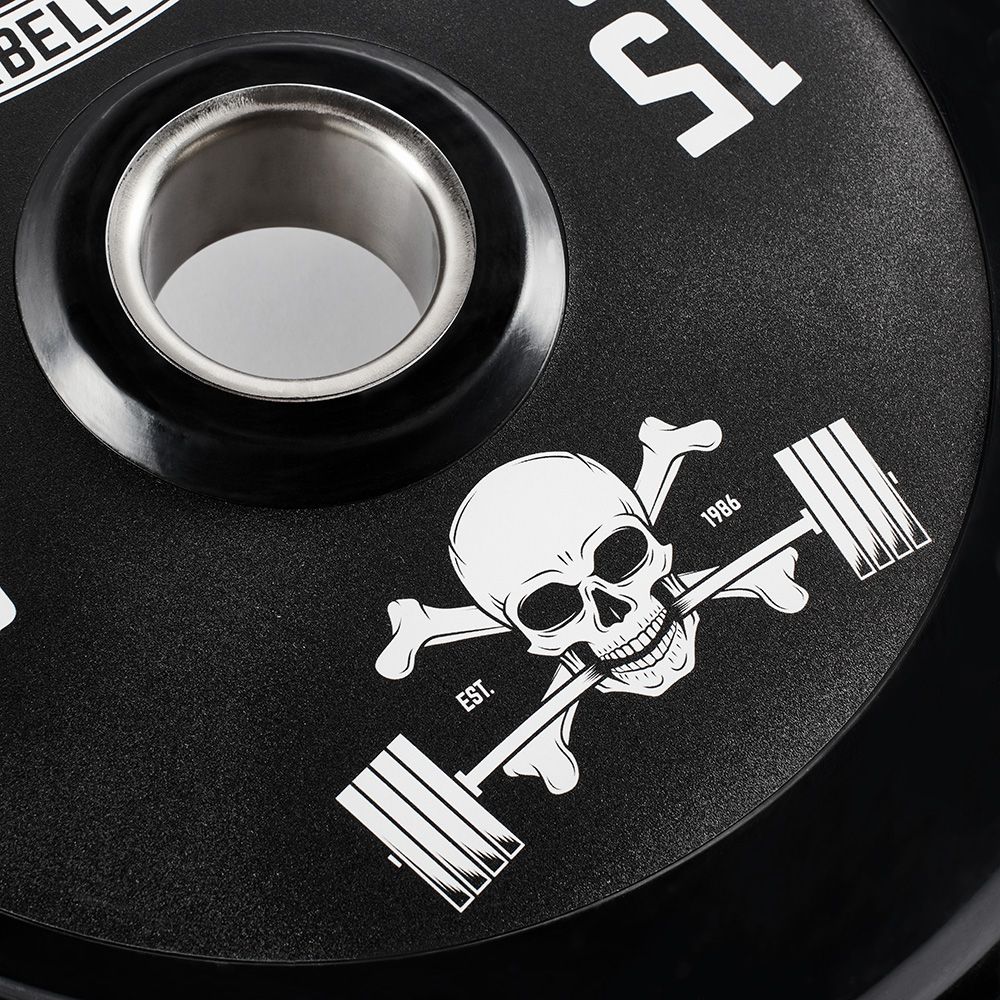 Nærbilde av gummi-grep på Vektskiver gummi-grep 50 mm Barbell Club-logo