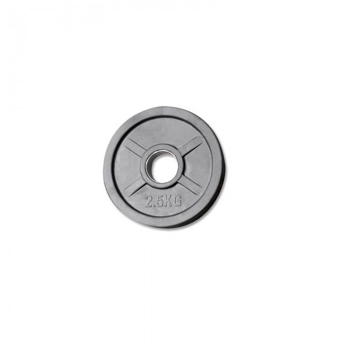 Vektskiver med gummi og grep 50 mm svart 2,5 kg forfra