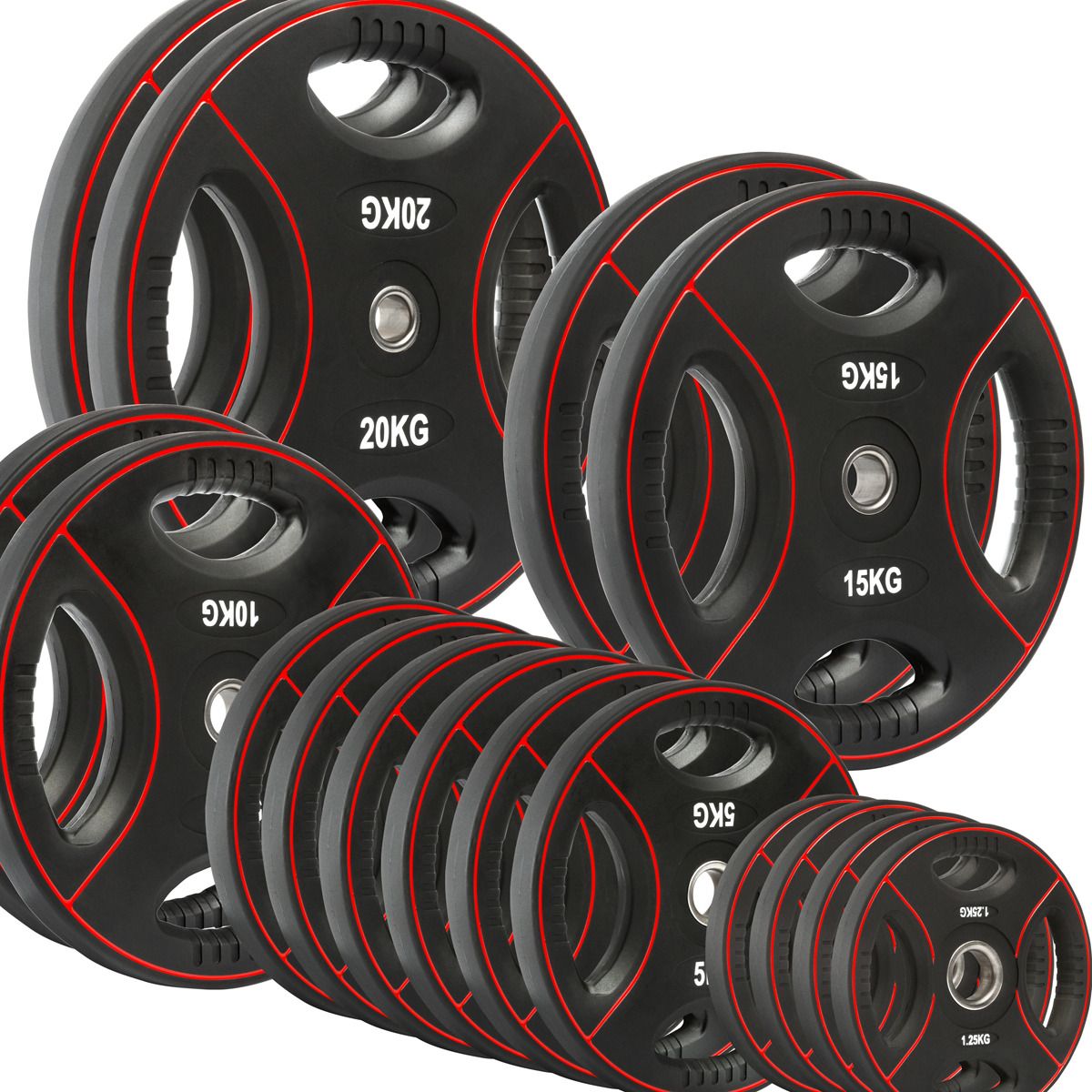 Vektskiver polyuretan 4-grep 125 kg sett 31 mm forfra