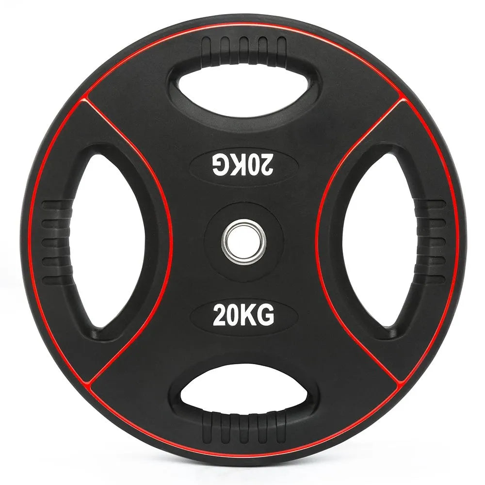 Vektskivepakke 125 kg polyuretan 4-Grip 30 mm - Megafitness Shop