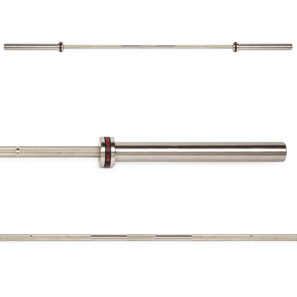 Nærbilde av NiP-Chrome belegg på Weightlifting Training Bar 20 kg IWF-merking 28 mm grep